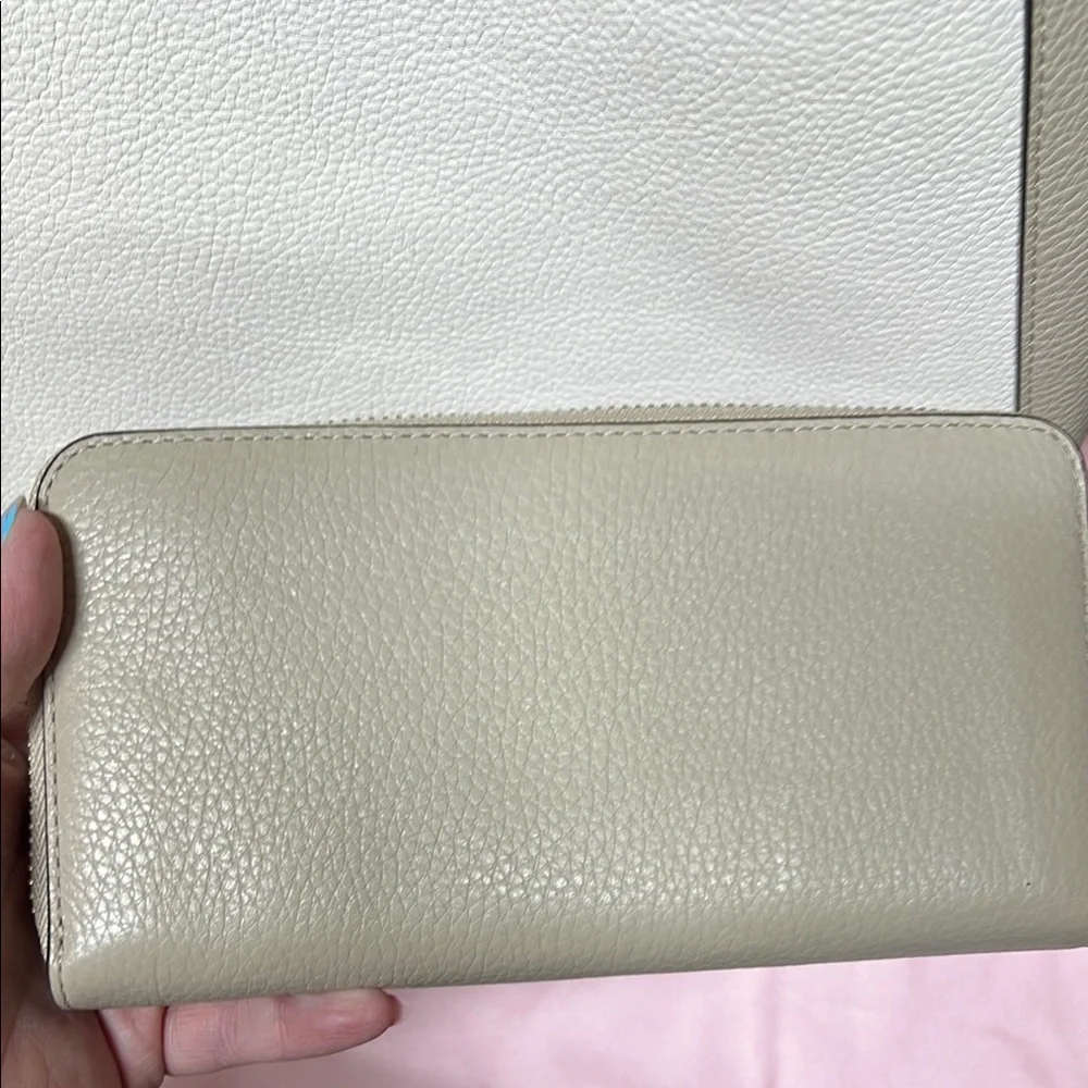 Kate Spade Leila‎ Light Sand Leather Triple Compartment Satchel Bag & wallet Set